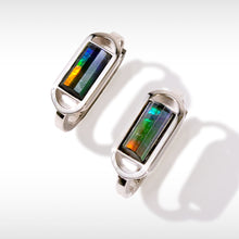 Load image into Gallery viewer, Ammolite Earrings Sterling Silver UNITY Leverback Clasp Earrings
